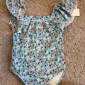 Janie and Jack Floral Ruffle Sleeve Swimsuit